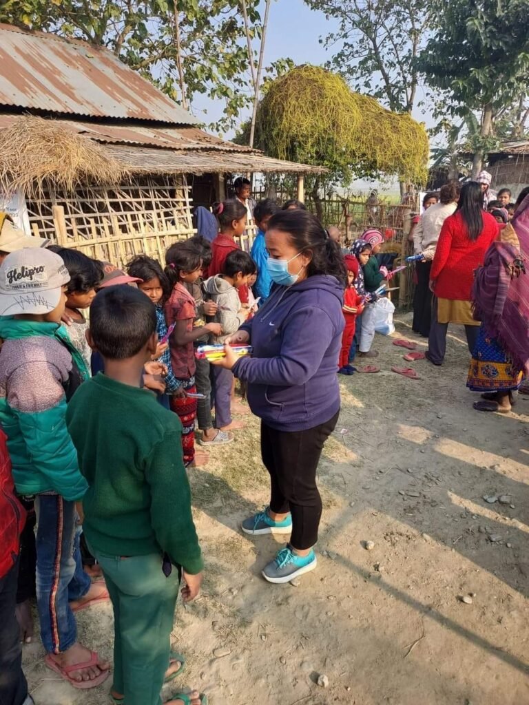 Free Dental Checkup, Awareness program and Oral Hygiene Kit and Snacks Distribution done to the kids at Musahar Basti, Dhanpalthan Gaupalika in collabration with the Rotary Club Biratnagar Central